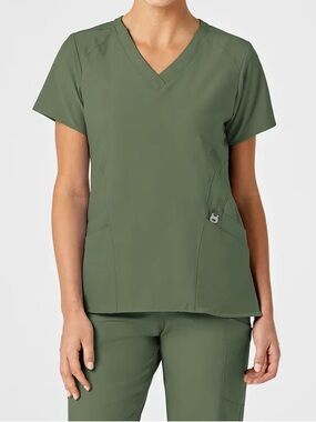 Wonder Wink W123 Scrub Top Olive green size xs with pockets